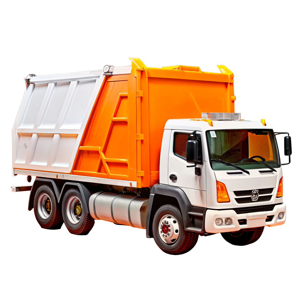 cami-n-de-basura-naranja-con-cabina-blanca