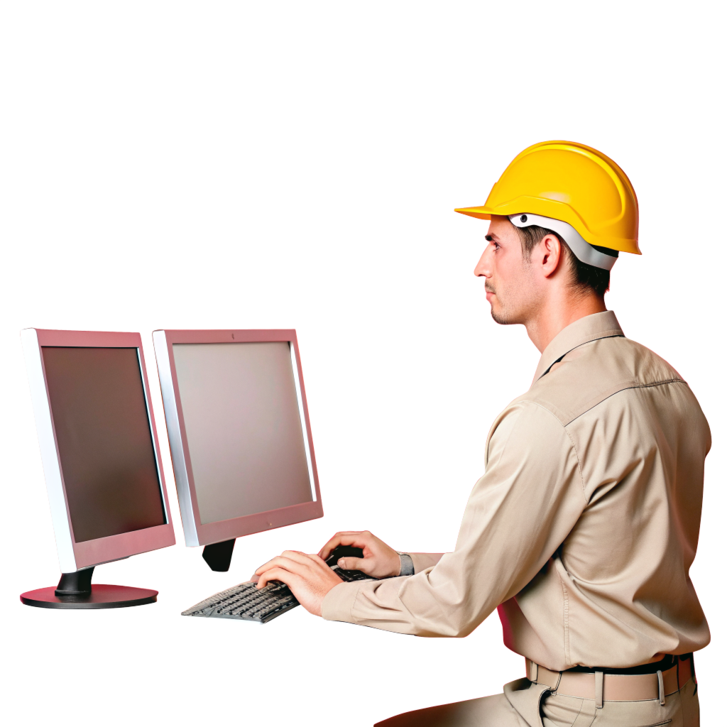 un-trabajador-con-uniforme-beige-ingresando-datos-